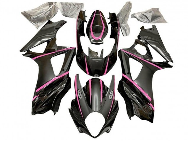 Billigste Suzuki GSXR 1000 Motorrad Verkleidung 2005-2006 - Glanzendes Schwarz Matt Schwarz Rosa