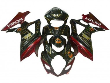 Billigste Suzuki GSXR 1000 Motorrad Verkleidung 2005-2006 - Schwarz Rot Gold BACARDI