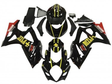 Billigste Suzuki GSXR 1000 Motorrad Verkleidung 2005-2006 - Schwarzes Gold Rizla Rot