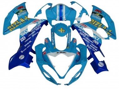 Billigste Suzuki GSXR 1000 Motorrad Verkleidung 2005-2006 - Blau Weiss Streifen Rizla