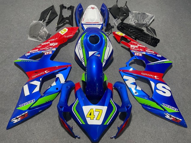 Billigste Suzuki GSXR 1000 Motorrad Verkleidung 2005-2006 - Blau Grun Weiss Rot 47 Rennen