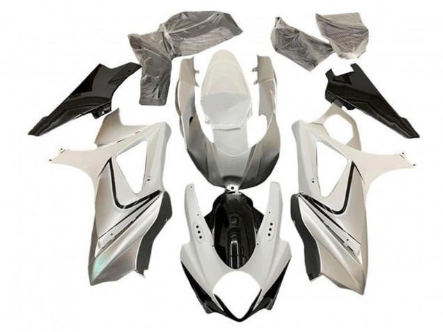Billigste Suzuki GSXR 1000 Motorrad Verkleidung 2005-2006 - Glanzendes Weiss Silber Schwarz