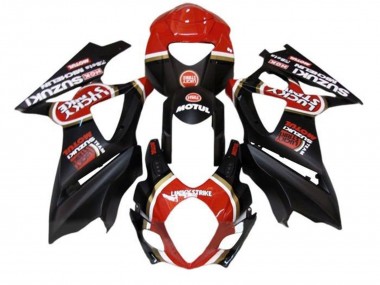 Billigste Suzuki GSXR 1000 Motorrad Verkleidung 2005-2006 - Matt Schwarz Rot Lucky Strike