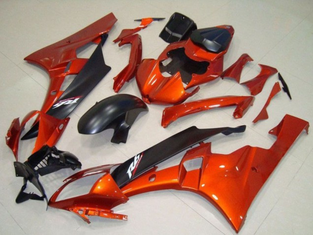 Billigste Yamaha YZF R6 Motorrad Verkleidung Kit 2006-2007 - Orange Matt Schwarz