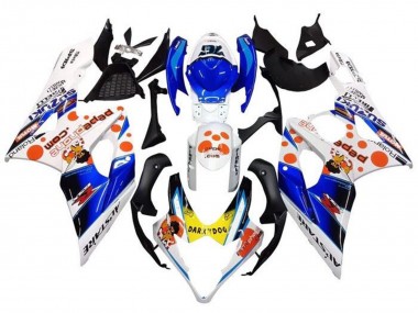 Billigste Suzuki GSXR 1000 Motorrad Verkleidung 2005-2006 - Weiss Blau Orange Gelb Dunkel Dog
