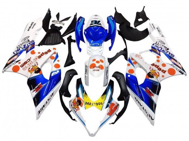 Billigste Suzuki GSXR 1000 Motorrad Verkleidung 2005-2006 - Weiss Blau Orange Gelb Dunkel Dog