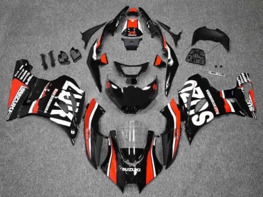 Billigste Suzuki GSXR1000 Motorrad Verkleidung 2017-2024 - Schwarz Rot Weiss Streifen