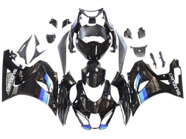 Billigste Suzuki GSXR1000 Motorrad Verkleidung 2017-2024 - Schwarz Blau Streifen