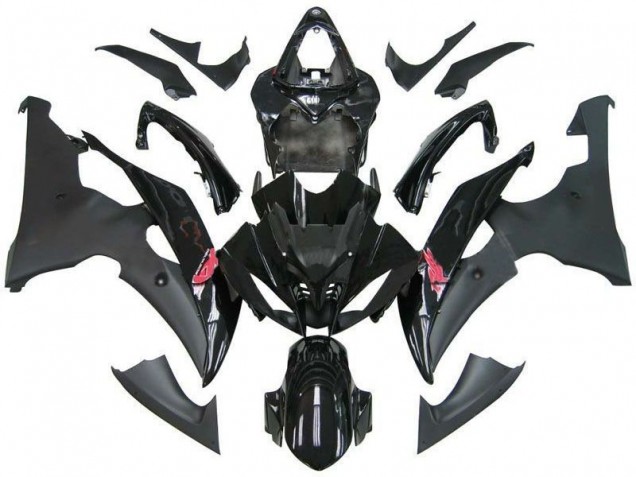 Billigste Yamaha YZF R6 Motorrad Verkleidung 2008-2016 - Glanzendes Schwarz Matt Schwarz