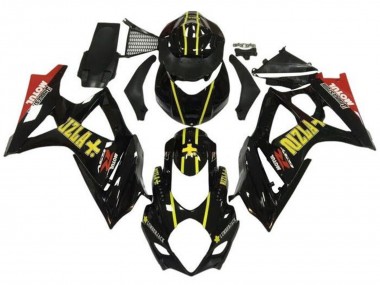 Billigste Suzuki GSXR 1000 Motorrad Verkleidung 2007-2008 - Schwarz Gelb Rot Rizla