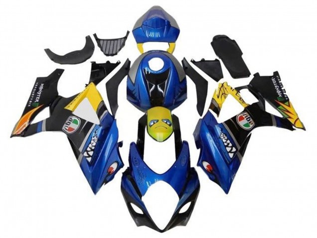 Billigste Suzuki GSXR 1000 Motorrad Verkleidung 2007-2008 - Blau Gelb Schwarz Hai