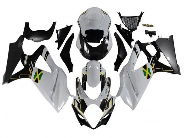 Billigste Suzuki GSXR 1000 Motorrad Verkleidung 2007-2008 - Weiss Schwarz Jamaica