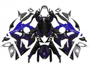 Billigste Suzuki GSXR 1000 Motorrad Verkleidung 2009-2016 - Glanzendes Schwarz Blau Flamme