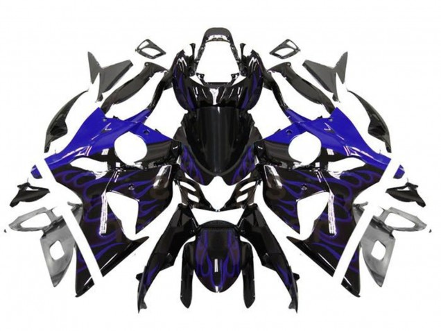 Billigste Suzuki GSXR 1000 Motorrad Verkleidung 2009-2016 - Glanzendes Schwarz Blau Flamme