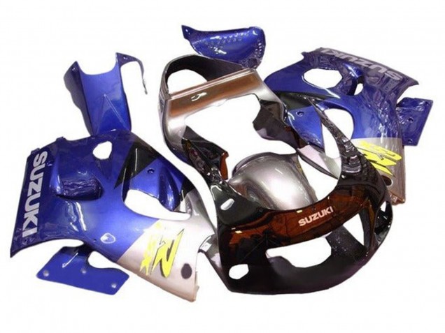 Billigste Suzuki GSXR 600 / GSXR 750 Motorrad Verkleidung 1996-2000 - Blau Silber Schwarz