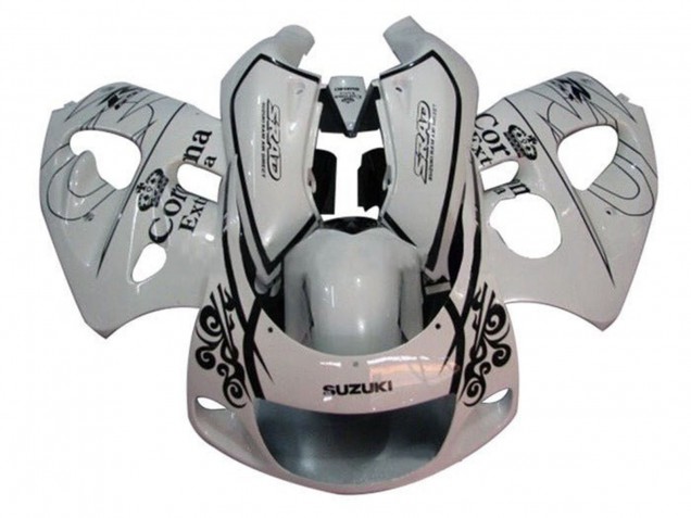 Billigste Suzuki GSXR 600 / GSXR 750 Motorrad Verkleidung 1996-2000 - Weiss Schwarz Corona Extra