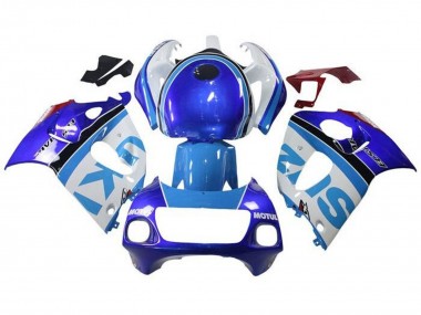 Billigste Suzuki GSXR 600 / GSXR 750 Motorrad Verkleidung 1996-2000 - Weiss Blau Streifen