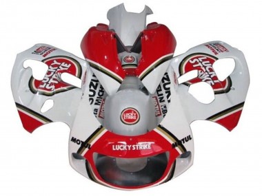 Billigste Suzuki GSXR 600 / GSXR 750 Motorrad Verkleidung 1996-2000 - Weiss Rot Lucky Strike