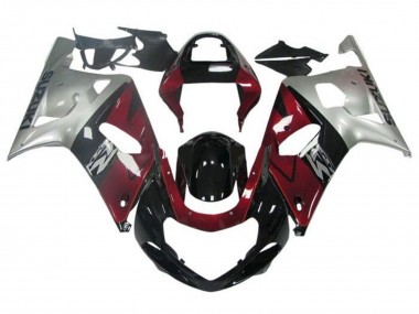 Billigste Suzuki GSXR 600 / GSXR 750 Motorrad Verkleidung 2001-2003 - Silber Rot Glanzendes Schwarz