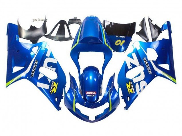 Billigste Suzuki GSXR 600 / GSXR 750 Motorrad Verkleidung 2001-2003 - Blau Gelb Grun Weiss