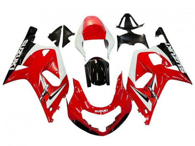 Billigste Suzuki GSXR 600 / GSXR 750 Motorrad Verkleidung 2001-2003 - Rot Weiss Glanzendes Schwarz