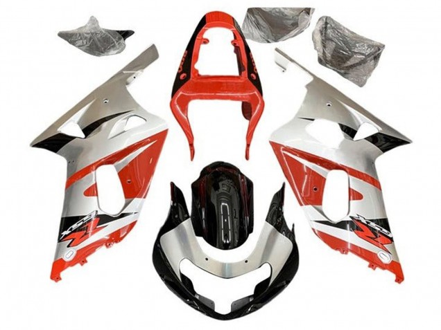 Billigste Suzuki GSXR 600 / GSXR 750 Motorrad Verkleidung 2001-2003 - Silber Rot Glanzendes Schwarz