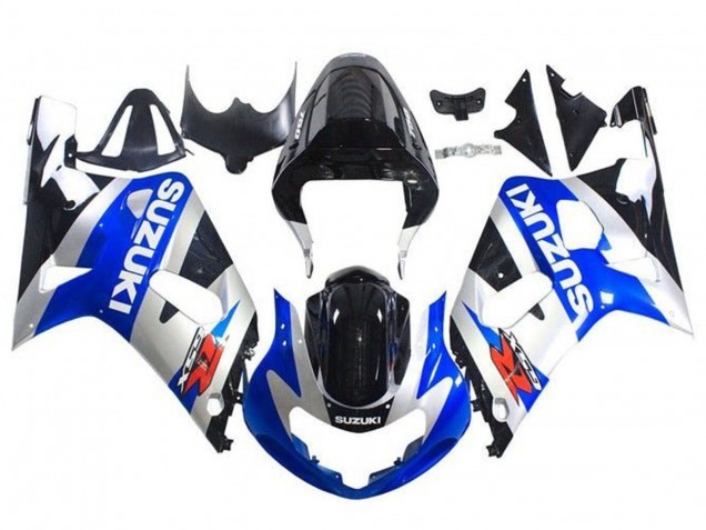 Billigste Suzuki GSXR 600 / GSXR 750 Motorrad Verkleidung 2001-2003 - Blau Silber Glanzendes Schwarz