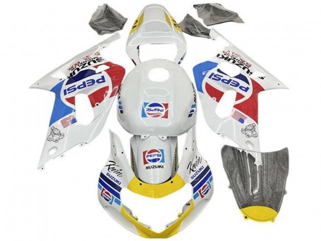 Billigste Suzuki GSXR 600 / GSXR 750 Motorrad Verkleidung 2001-2003 - Weiss Blau Rot Gelb Pepsi