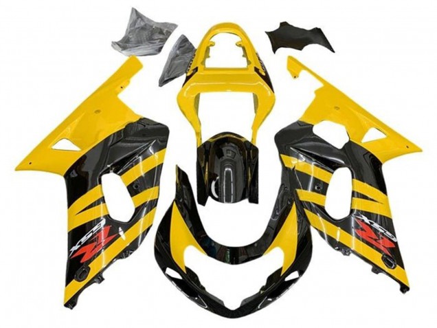 Billigste Suzuki GSXR 600 / GSXR 750 Motorrad Verkleidung 2001-2003 - Gelb Schwarz Streifen Rot
