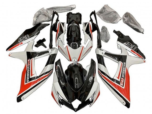 Billigste Suzuki GSXR 600 / GSXR 750 Motorrad Verkleidung 2008-2010 - Weiss Orange Glanzendes Schwarz Yoshimura