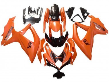 Billigste Suzuki GSXR 600 / GSXR 750 Motorrad Verkleidung 2008-2010 - Orange Glanzendes Schwarz mit Aufkleber
