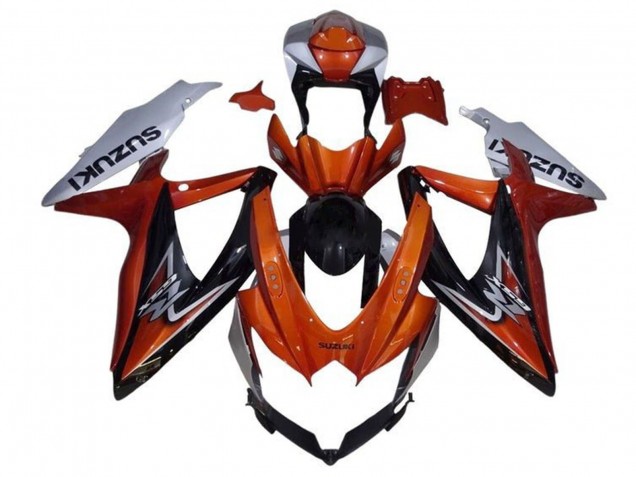 Billigste Suzuki GSXR 600 / GSXR 750 Motorrad Verkleidung 2008-2010 - Silber Orange Glanzendes Schwarz
