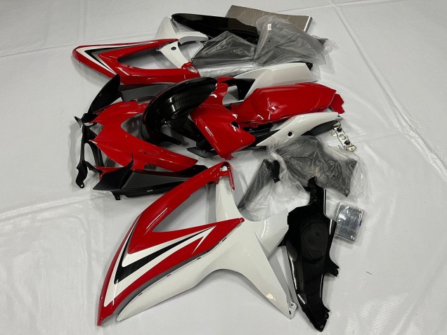 Billigste Suzuki GSXR 600 / GSXR 750 Motorrad Verkleidung 2008-2010 - Weiss Rot Glanzendes Schwarz