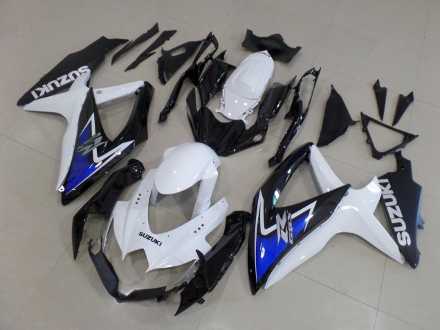 Billigste Suzuki GSXR 600 / GSXR 750 Motorrad Verkleidung 2008-2010 - Weiss Blau Glanzendes Schwarz