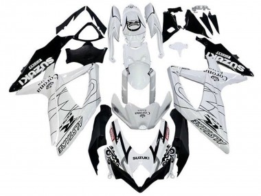 Billigste Suzuki GSXR 600 / GSXR 750 Motorrad Verkleidung 2008-2010 - Weiss Schwarz Alstare Corona Extra Motul