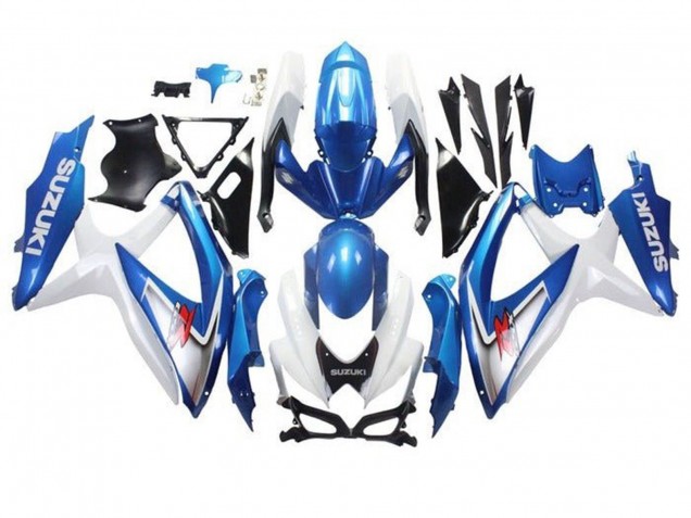 Billigste Suzuki GSXR 600 / GSXR 750 Motorrad Verkleidung 2008-2010 - Weiss Hellblau Rot