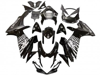 Billigste Suzuki GSXR 600 / GSXR 750 Motorrad Verkleidung 2011-2024 - Glanzendes Schwarz Silber