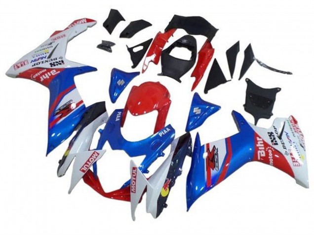 Billigste Suzuki GSXR 600 / GSXR 750 Motorrad Verkleidung 2011-2024 - Blau Weiss Rot Motul