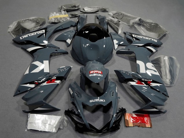 Billigste Suzuki GSXR 600 / GSXR 750 Motorrad Verkleidung 2011-2024 - Dunkel Nardo Grau Weiss Schwarz Rot Motul