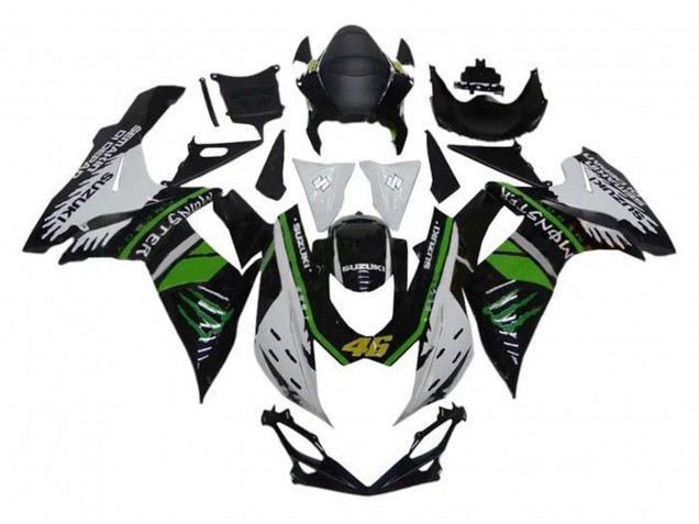 Billigste Suzuki GSXR 600 / GSXR 750 Motorrad Verkleidung 2011-2024 - Weiss Grun Schwarz Monster 46