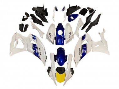Billigste Yamaha YZF R7 Motorrad Verkleidung 2021-2024 - Weiss Gelb Blau Streifen