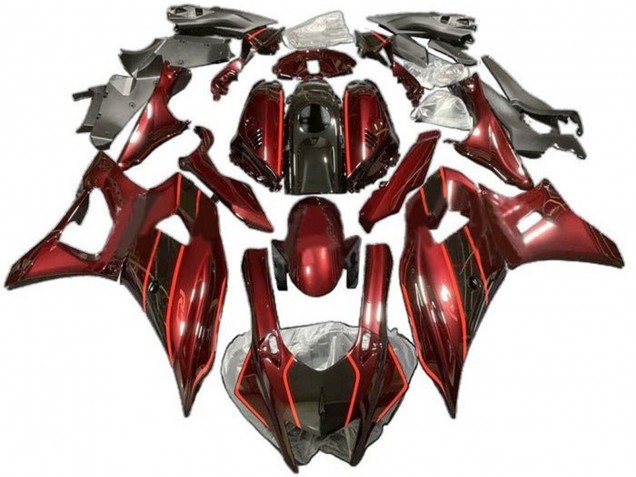 Billigste Yamaha YZF R7 Motorrad Verkleidung 2021-2024 - Dunkel Rot Schwarz