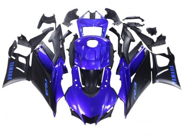 Billigste Yamaha YZF R3/R25 Motorrad Verkleidung 2019-2021 - Blau Matt Schwarz