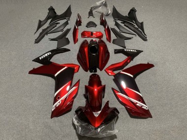 Billigste Yamaha YZF R3/R25 Motorrad Verkleidung 2022-2024 - Rot Weiss Glanzendes Schwarz