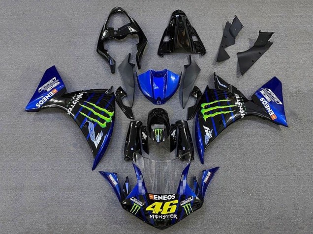 Billigste Yamaha YZF 1000 R1 Motorrad Verkleidung 2009-2011 - Blau Glanzendes Schwarz Grun Monster Energy