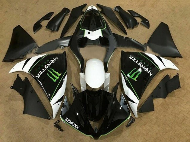 Billigste Yamaha YZF 1000 R1 Motorrad Verkleidung 2009-2011 - Weiss Schwarz Grun Monster Energy