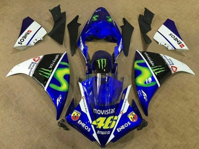 Billigste Yamaha YZF 1000 R1 Motorrad Verkleidung 2009-2011 - Blau Weiss Schwarz Grun MoviStar Monster