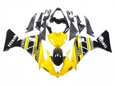 Billigste Yamaha YZF 1000 R1 Motorrad Verkleidung 2009-2011 - Gelb Weiss Schwarz Streifen