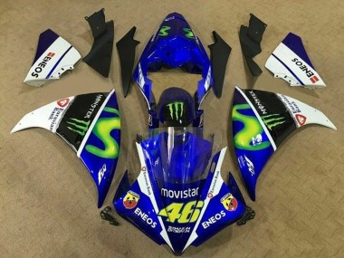 Billigste Yamaha YZF 1000 R1 Motorrad Verkleidung 2012-2014 - Blau Weiss Schwarz Grun MoviStar Monster ENEOS
