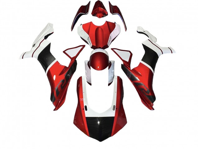 Billigste Yamaha YZF 1000 R1 Motorrad Verkleidung 2020-2025 - Weiss Rot Kunst Carbonfaser
